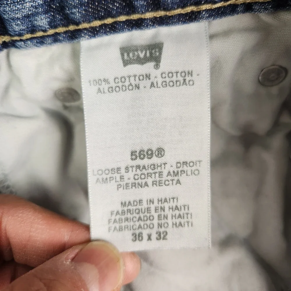 Levi's 569 Jeans Mens 36x32 Blue Denim Medium Wash Casual Loose Fit Straight Leg